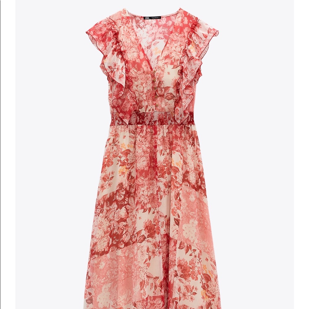 Zara Ruffled Print Dress